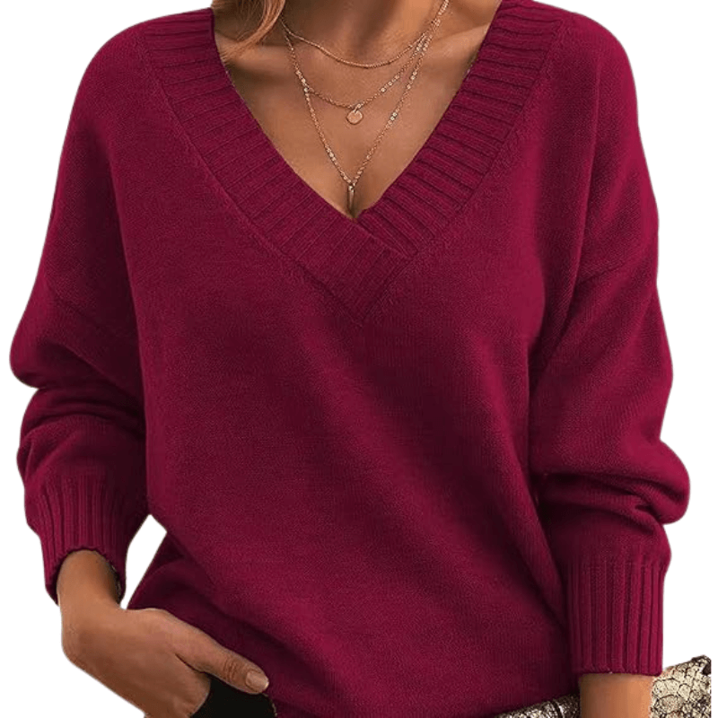 Pull Col en V Maille Fine pour Femme