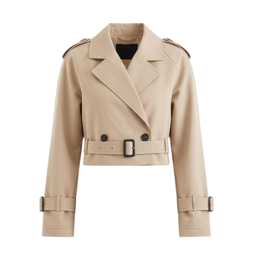 Trench Court Double Boutonnage Ceinture Ajustable pour Femme