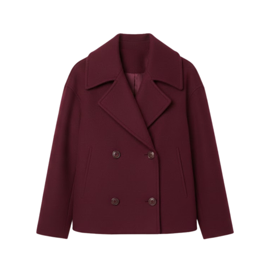 Manteau en Laine Double Boutonnage Design Simple pour Femme