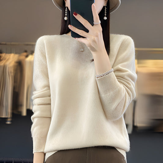 Pull Col Rond Coupe Sophistiquée pour Femme