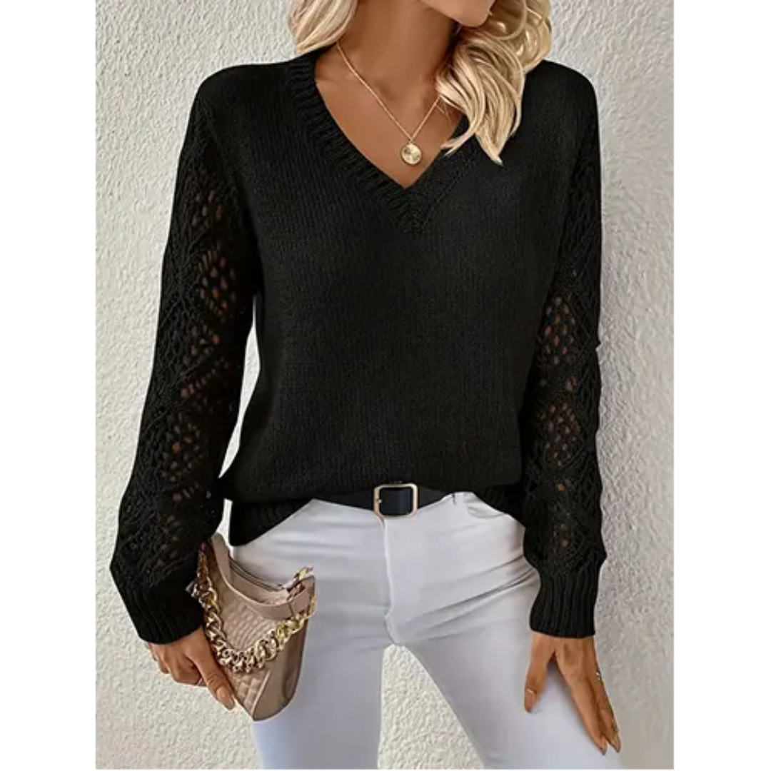 Pull Col en V Manches Longues pour Femme