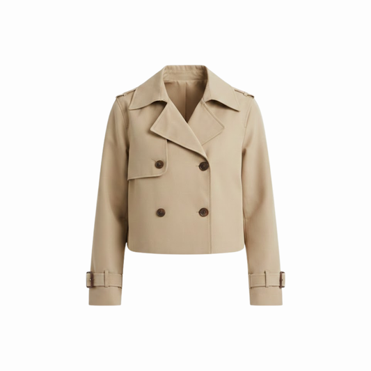 Trench-Coat Court Fermeture Croisée Col Revers pour Femme