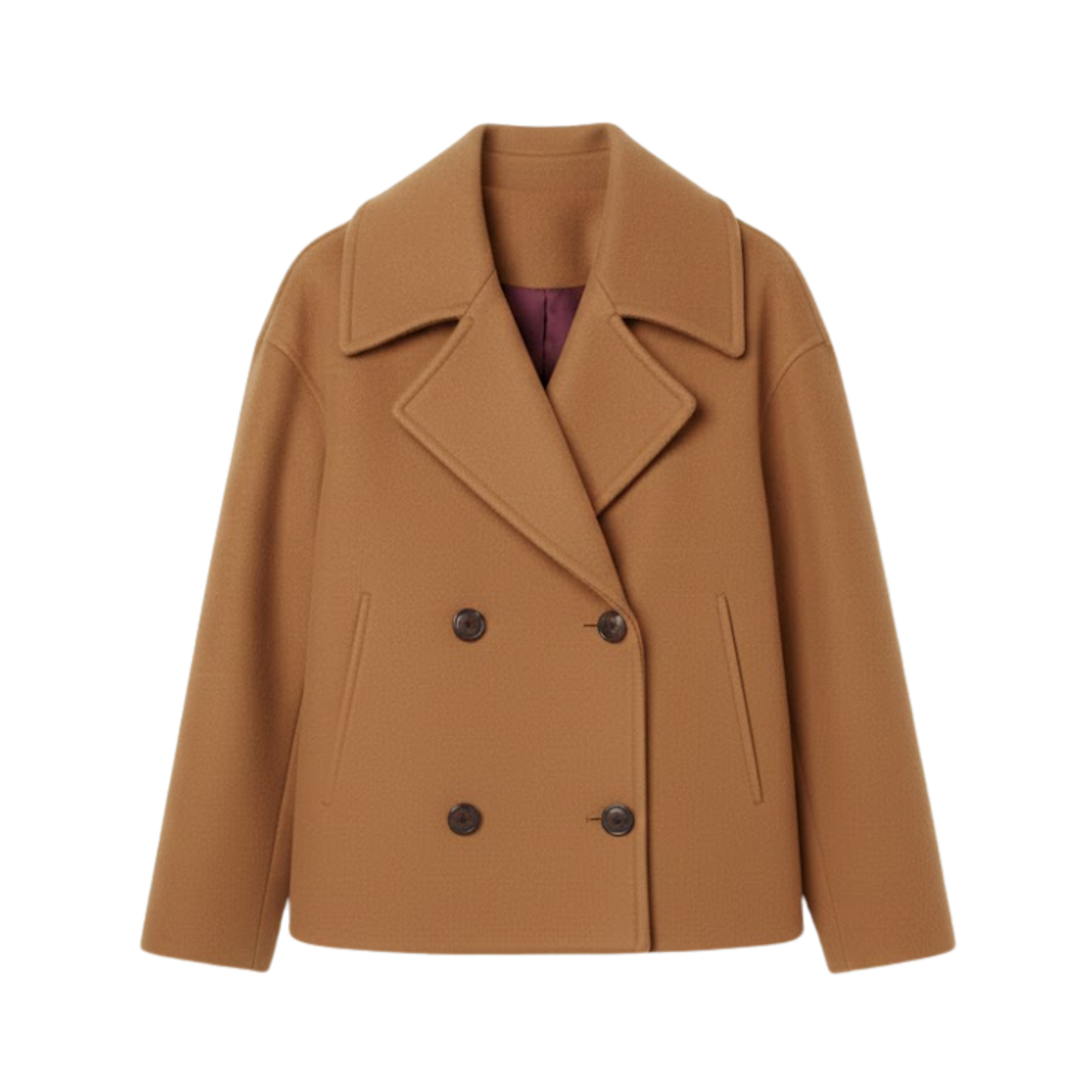 Manteau en Laine Double Boutonnage Design Simple pour Femme