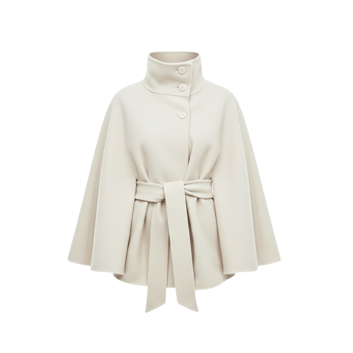 Manteau Cape Structuré Col Montant Ceinturé pour Femme