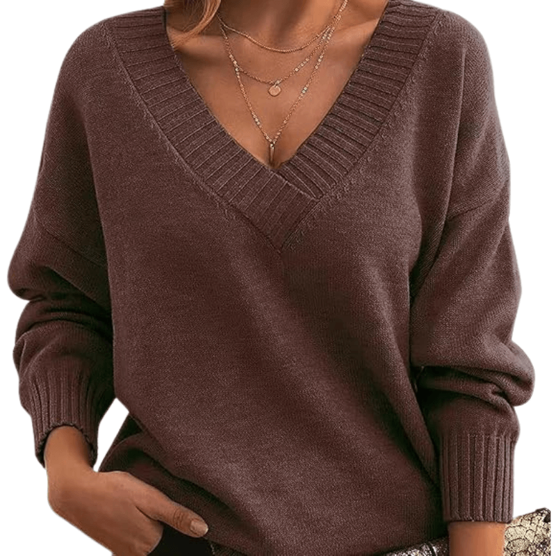 Pull Col en V Maille Fine pour Femme