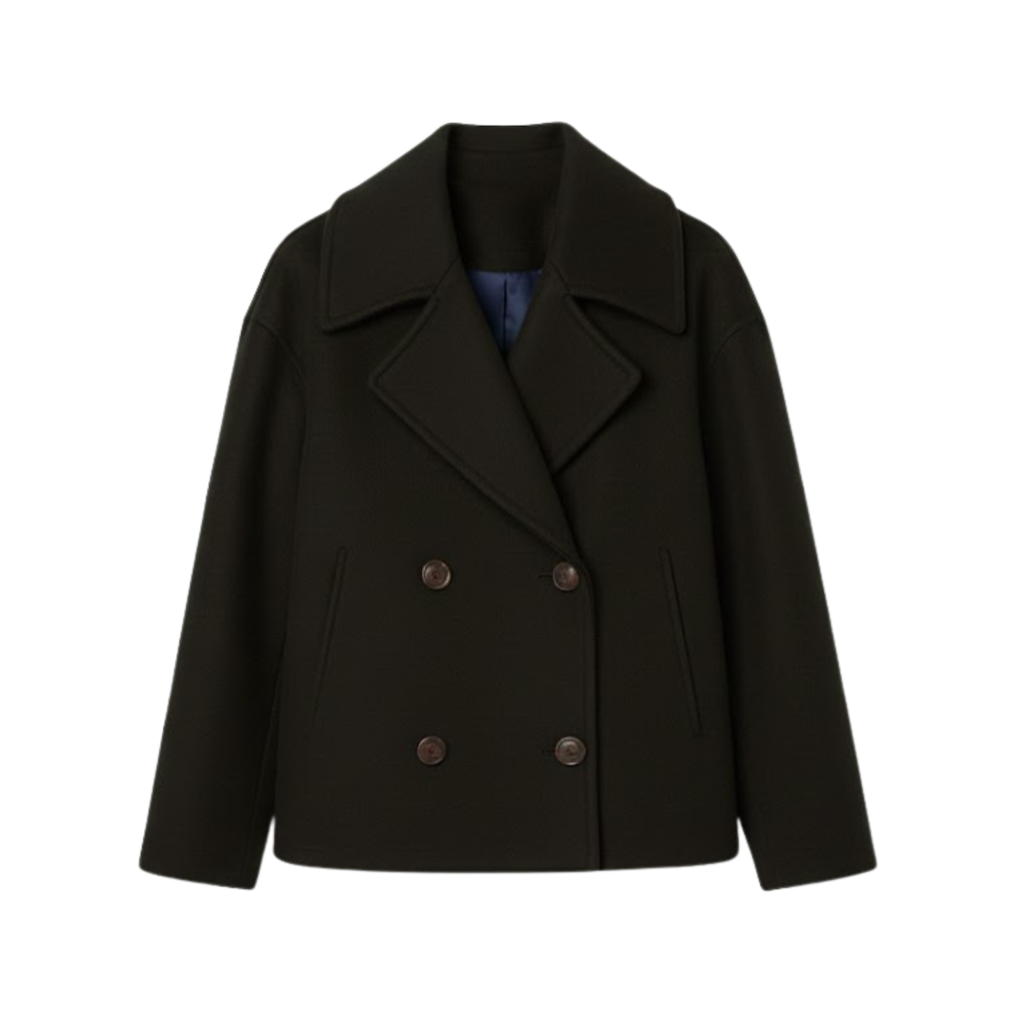 Manteau en Laine Double Boutonnage Design Simple pour Femme