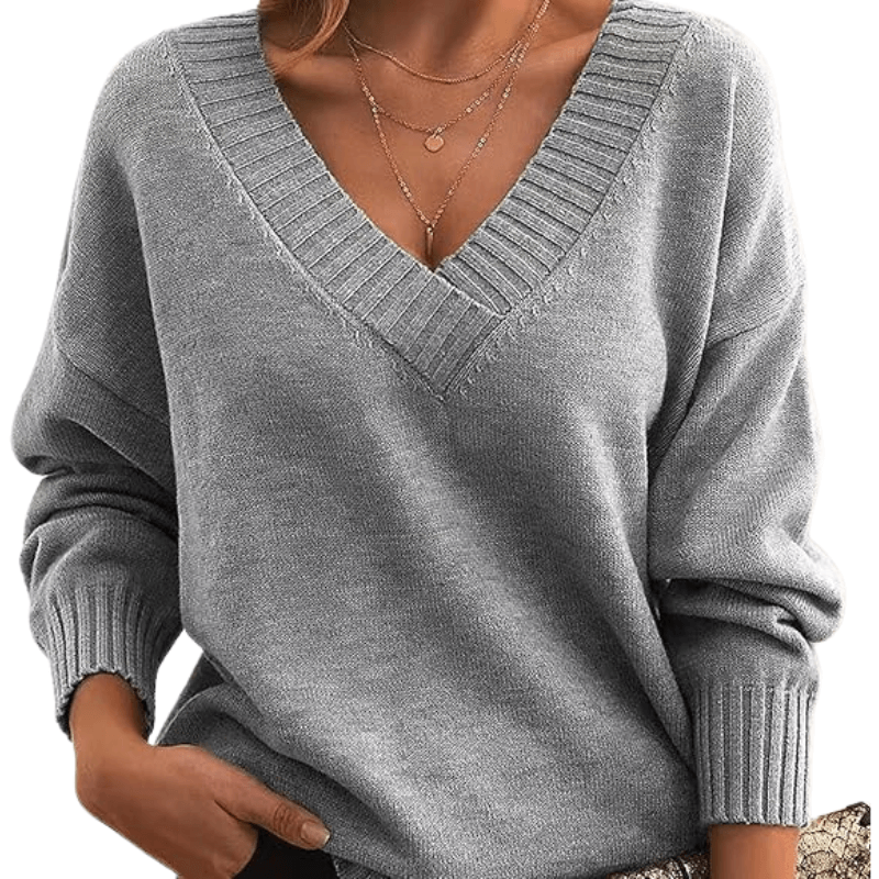 Pull Col en V Maille Fine pour Femme