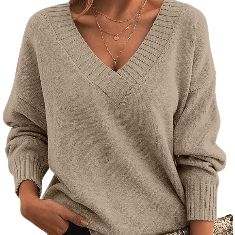 Pull Col en V Maille Fine pour Femme