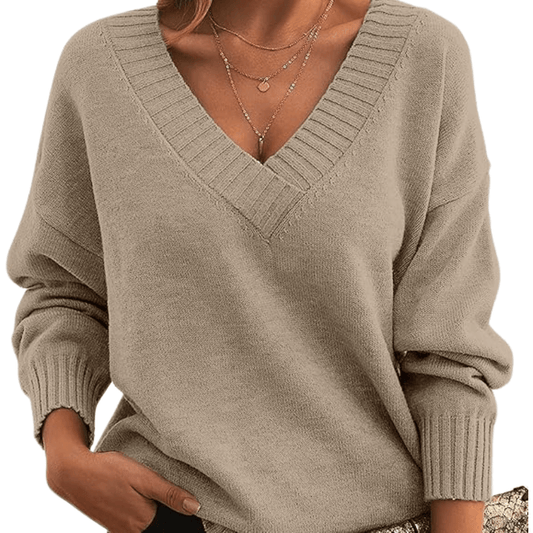 Pull Col en V Maille Fine pour Femme