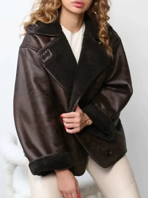 Veste en Similicuir Silhouette Vintage pour Femme