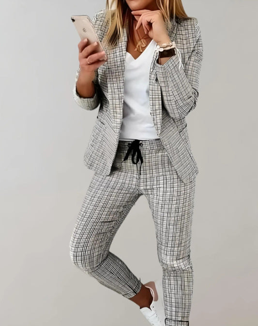 Ensemble Blazer Léger Pantalon Cordon de Serrage pour Femme