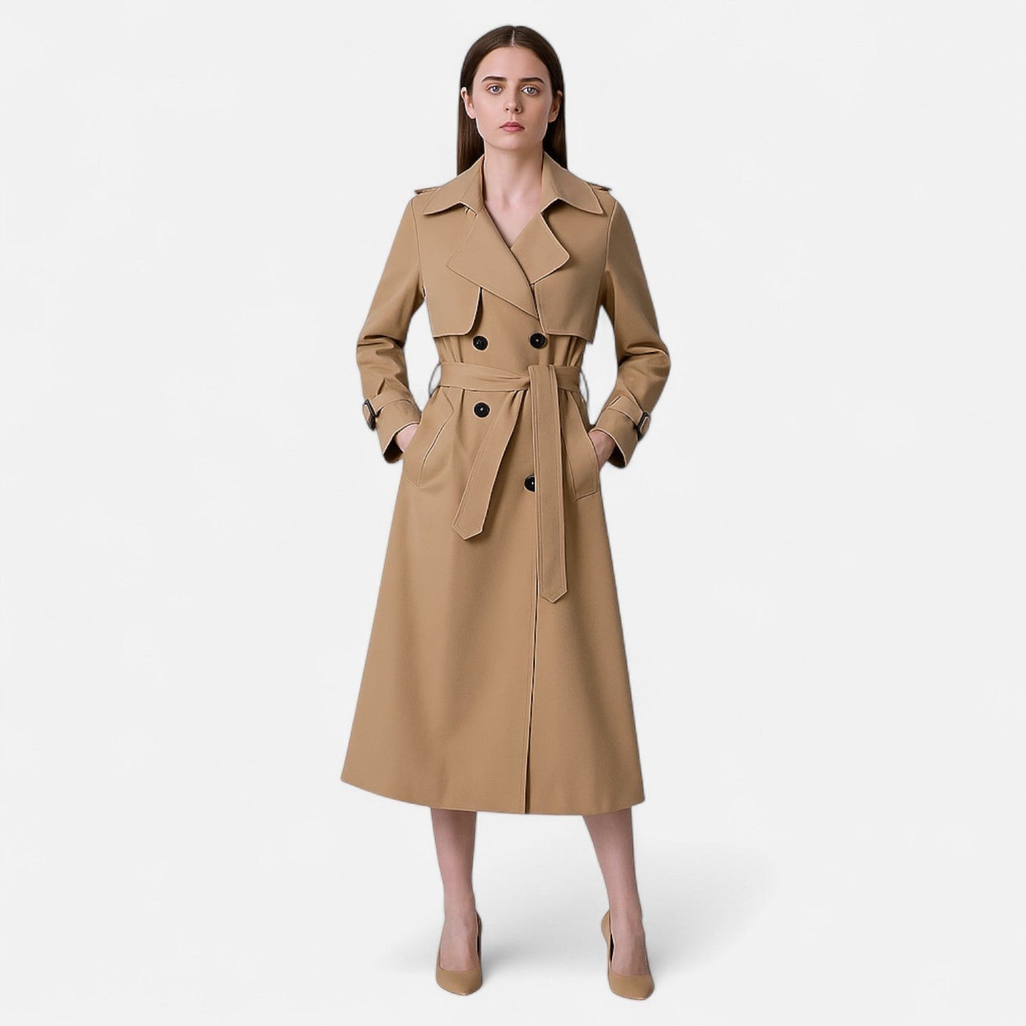 Manteau Long en Laine Coupe Cintrée pour Femme