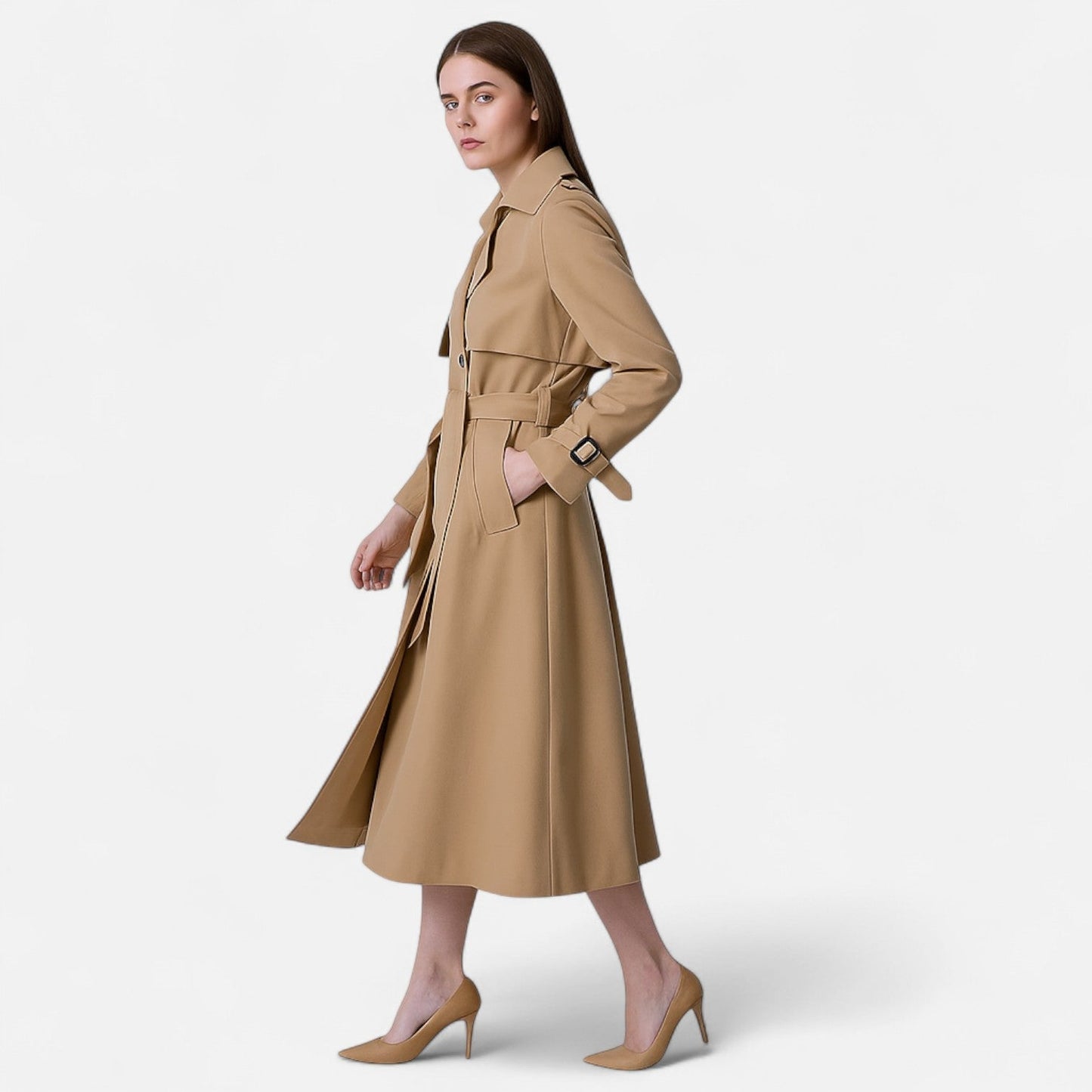 Manteau Long en Laine Coupe Cintrée pour Femme