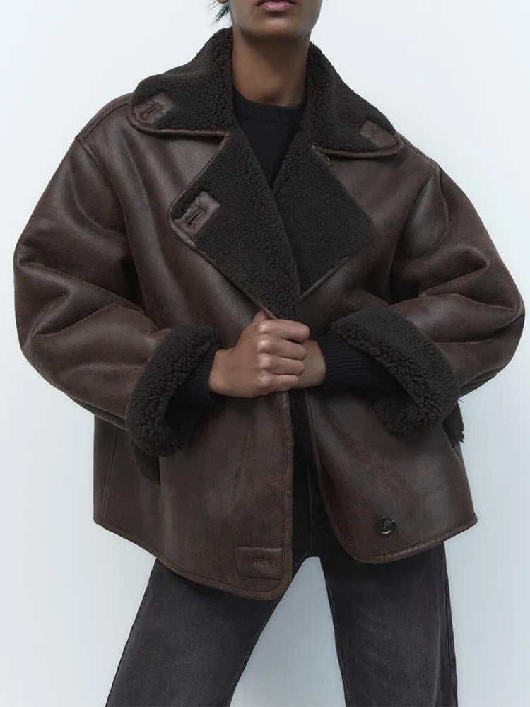 Veste en Similicuir Silhouette Vintage pour Femme
