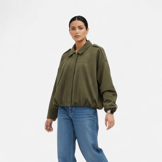 Blouson en Suédine Col Revers Zippé pour Femme