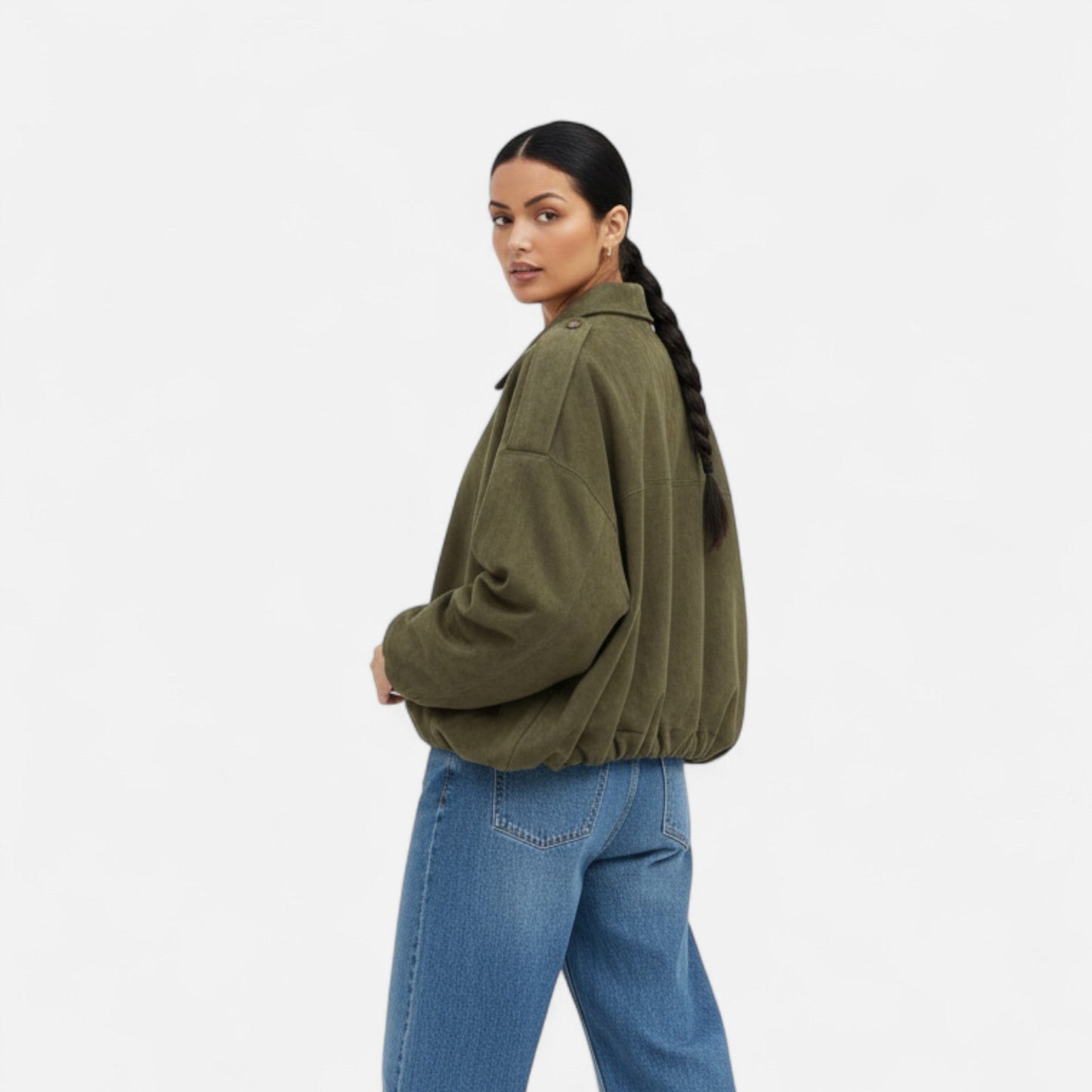 Blouson en Suédine Col Revers Zippé pour Femme