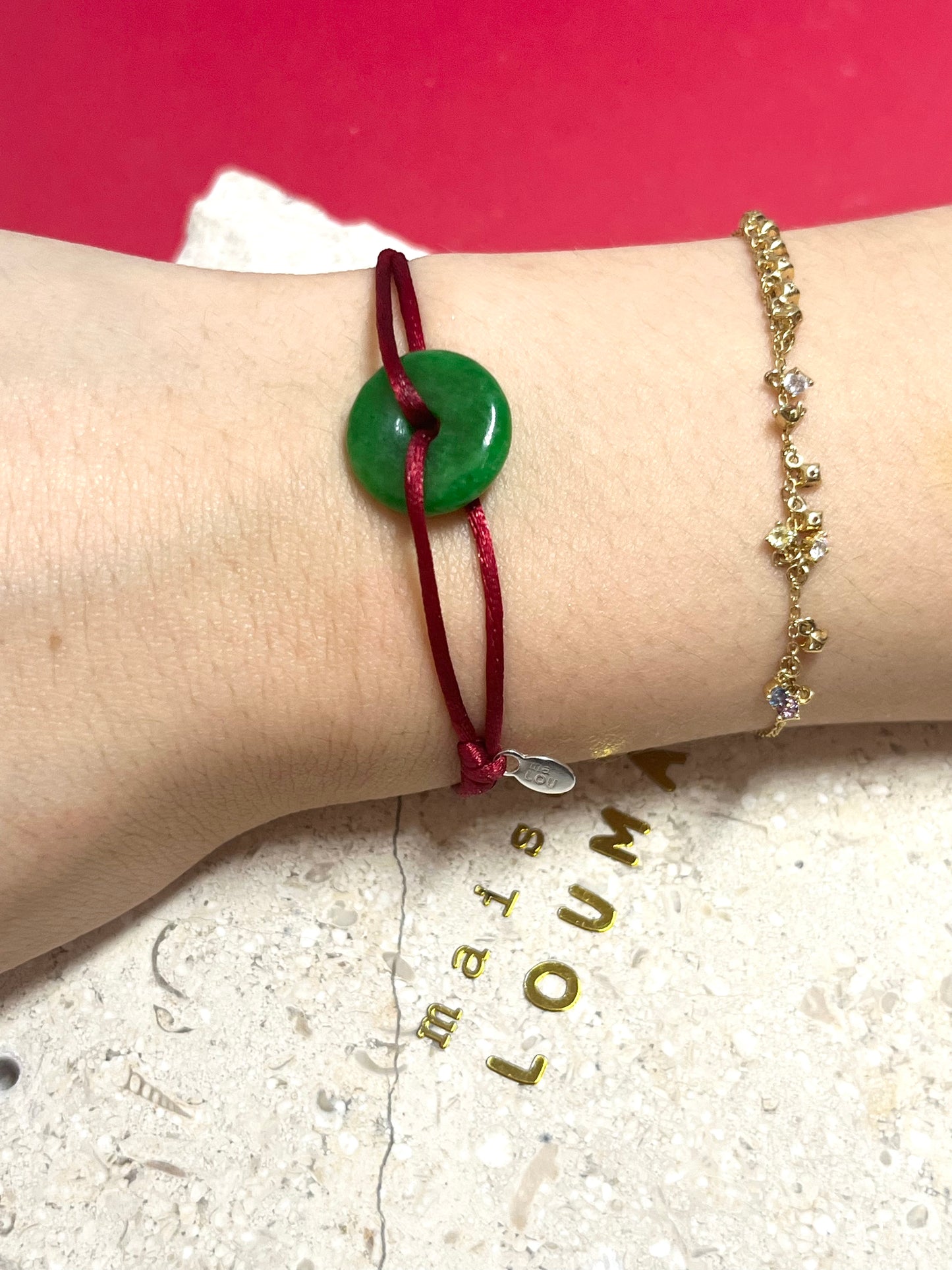 | Lucky | Chinese New year Bracelet - Jade green donut 平安口 -