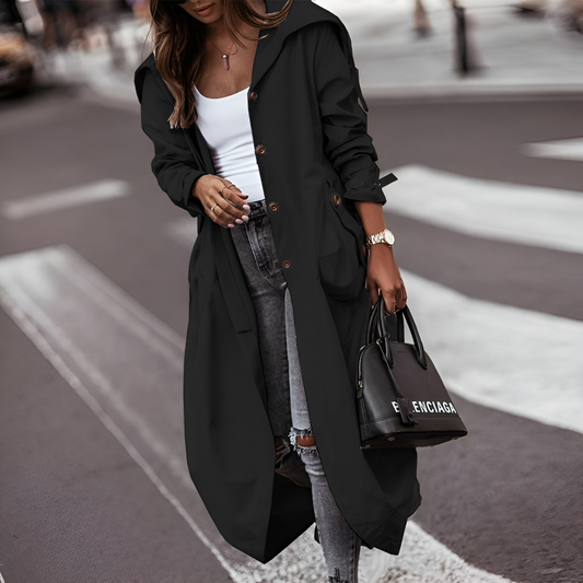 Trench-Coat Long Boutonné pour Femme