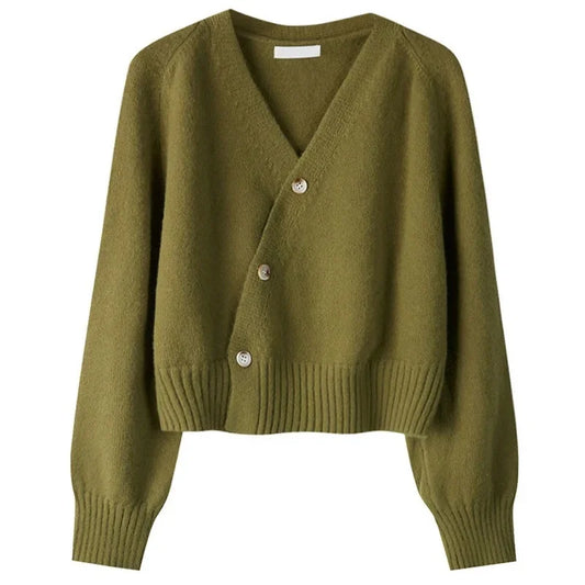 Cardigan Court Fermeture Croisée Asymétrique pour Femme