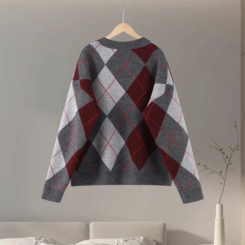 Pull Motif Losange en Coton pour Femme