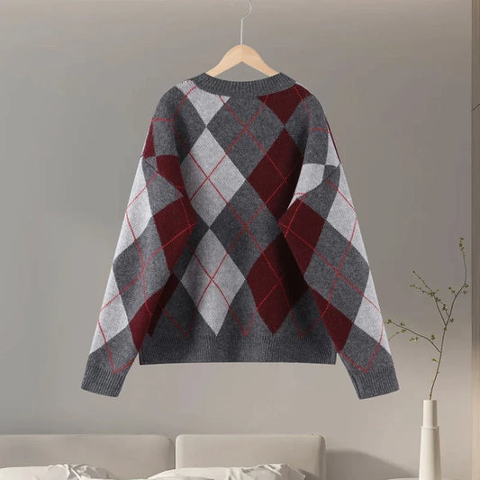 Pull Motif Losange en Coton pour Femme