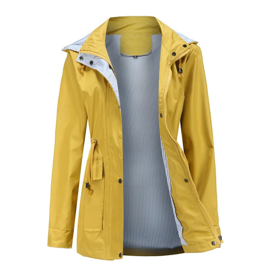 Trench-Coat à Capuche Doublure Rayée pour Femme