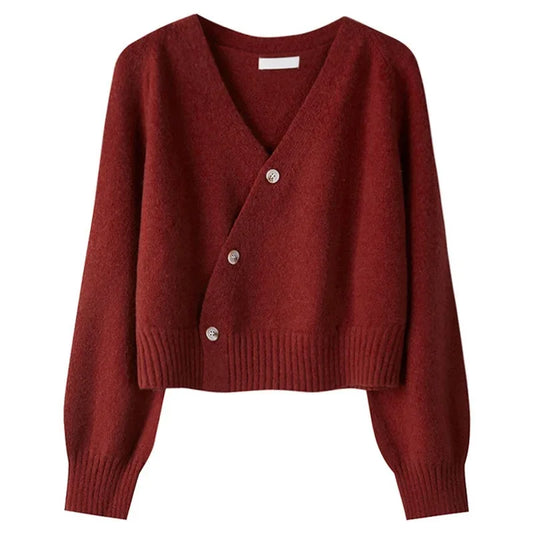 Cardigan Court Fermeture Croisée Asymétrique pour Femme