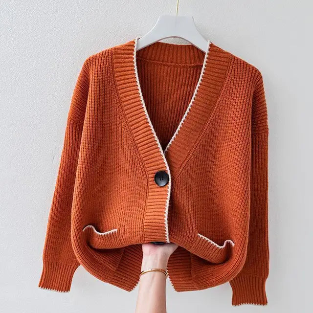Cardigan à Poches Plaquées Doublure Fine pour Femme
