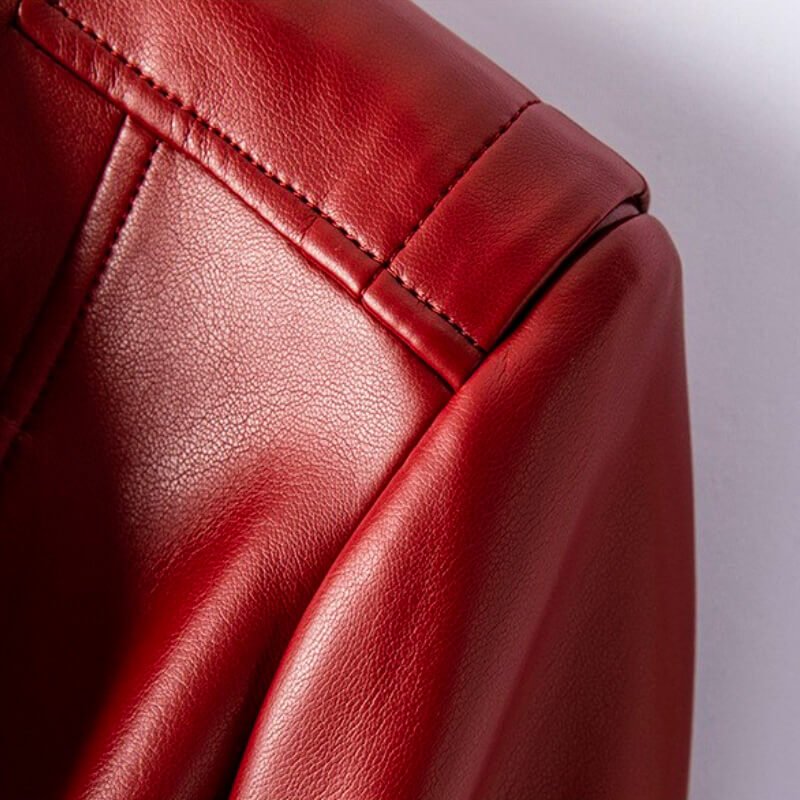 Veste en Similicuir Large Revers Zip Asymétrique pour Femme