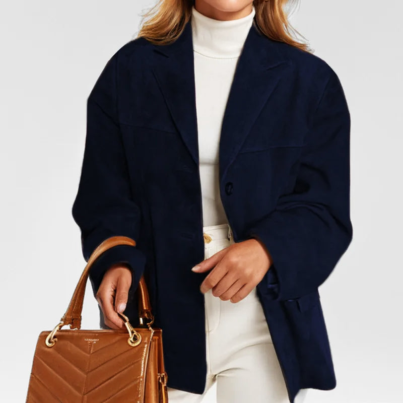 Veste en Suédine Col Tailleur Boutonnée pour Femme