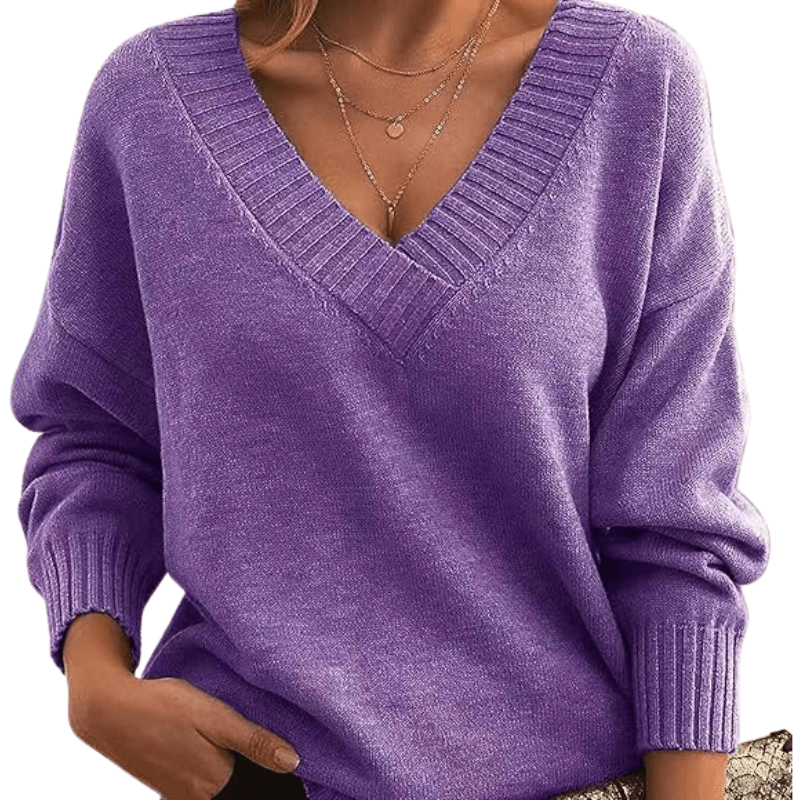 Pull Col en V Maille Fine pour Femme