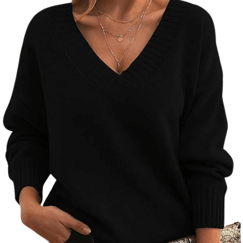Pull Col en V Maille Fine pour Femme