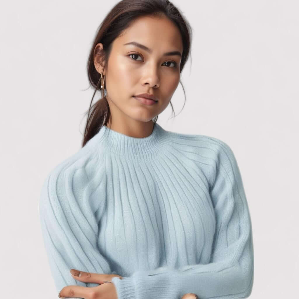 Pull Col Montant Coupe Ajustée pour Femme