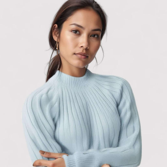 Pull Col Montant Coupe Ajustée pour Femme