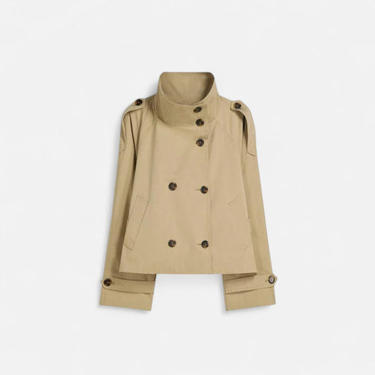 Trench Court Double Boutonnage Col Montant pour Femme