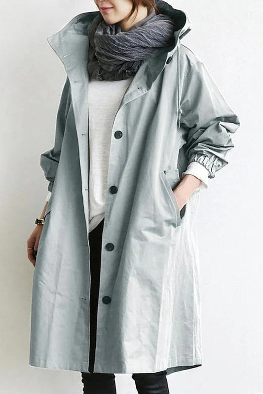 Trench-Coat à Capuche Coupe Ample pour Femme