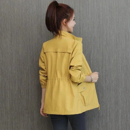 Trench-Coat Léger Col Montant Poches pour Femme
