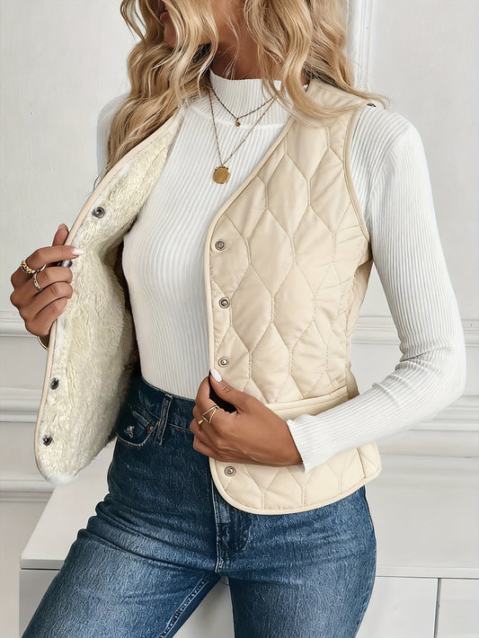 Gilet Matelassé Losange Doublure Sherpa pour Femme