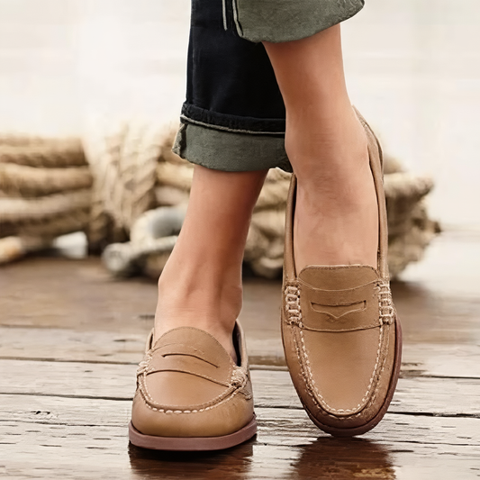 Mocassins Orthopédiques en Cuir Sans Lacet pour Femme