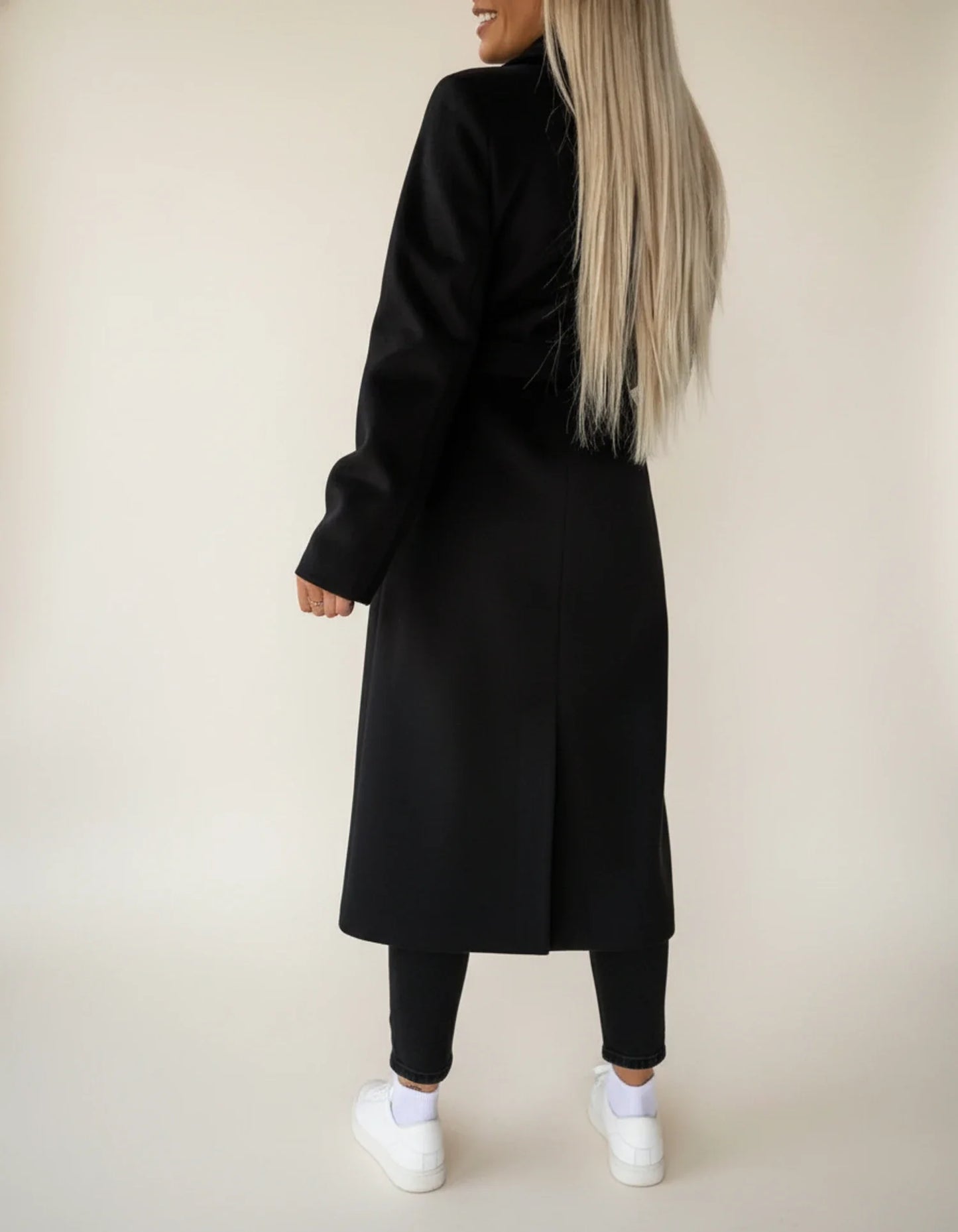 Manteau Mi-Long Ceinturé Double Boutonnage pour Femme
