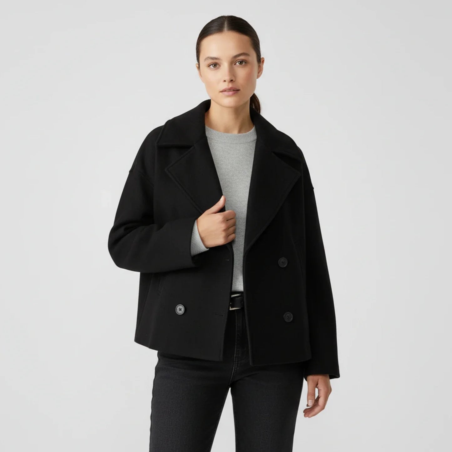 Caban Court Oversize Double Boutonnage pour Femme