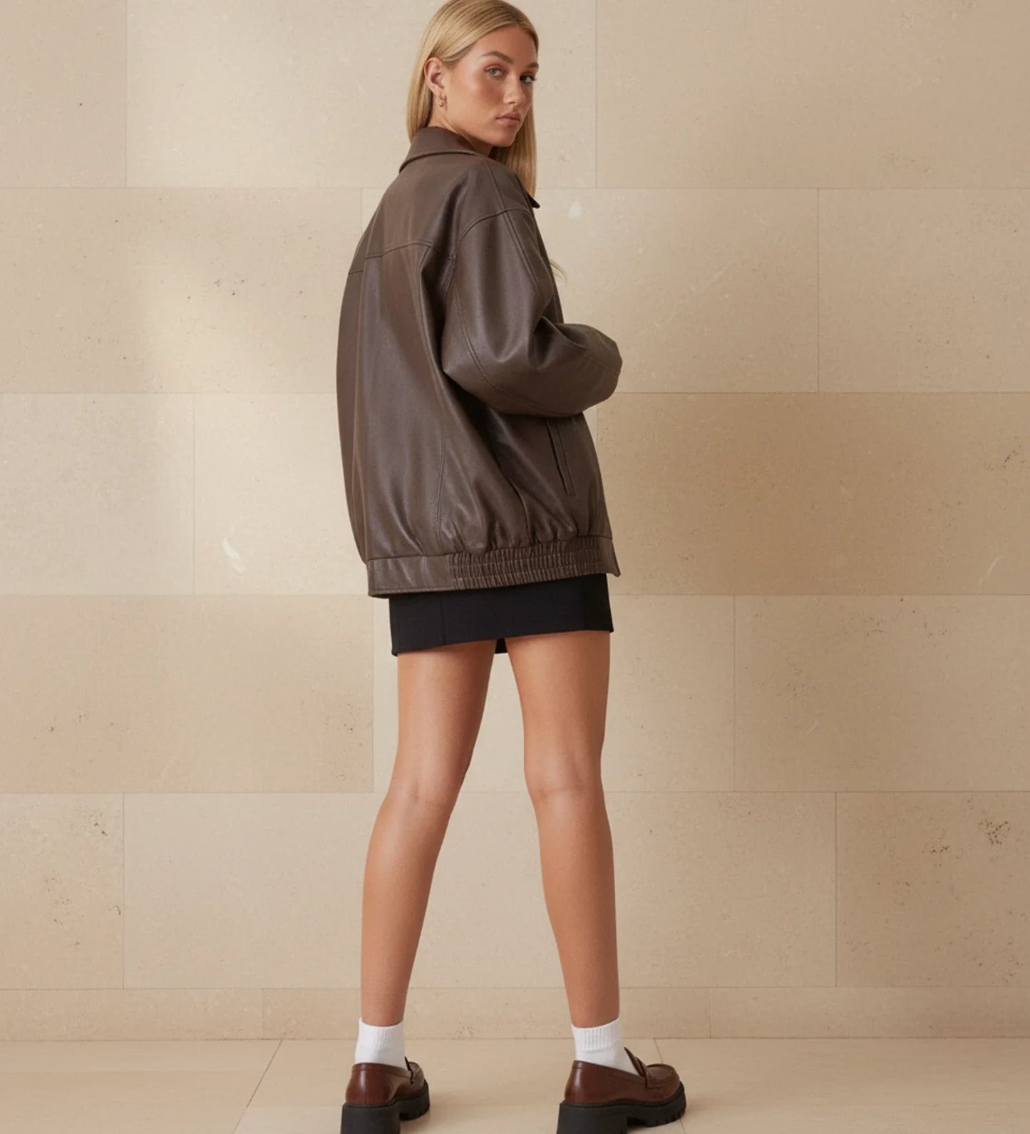 Blouson Bombardier Oversize Col Zippé pour Femme