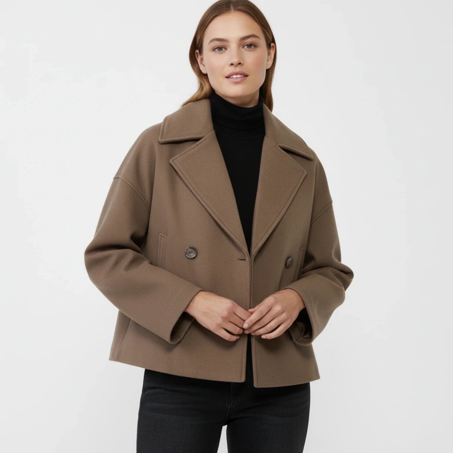 Caban Court Oversize Double Boutonnage pour Femme