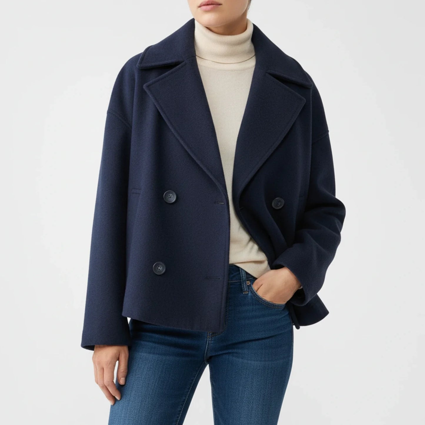 Caban Court Oversize Double Boutonnage pour Femme