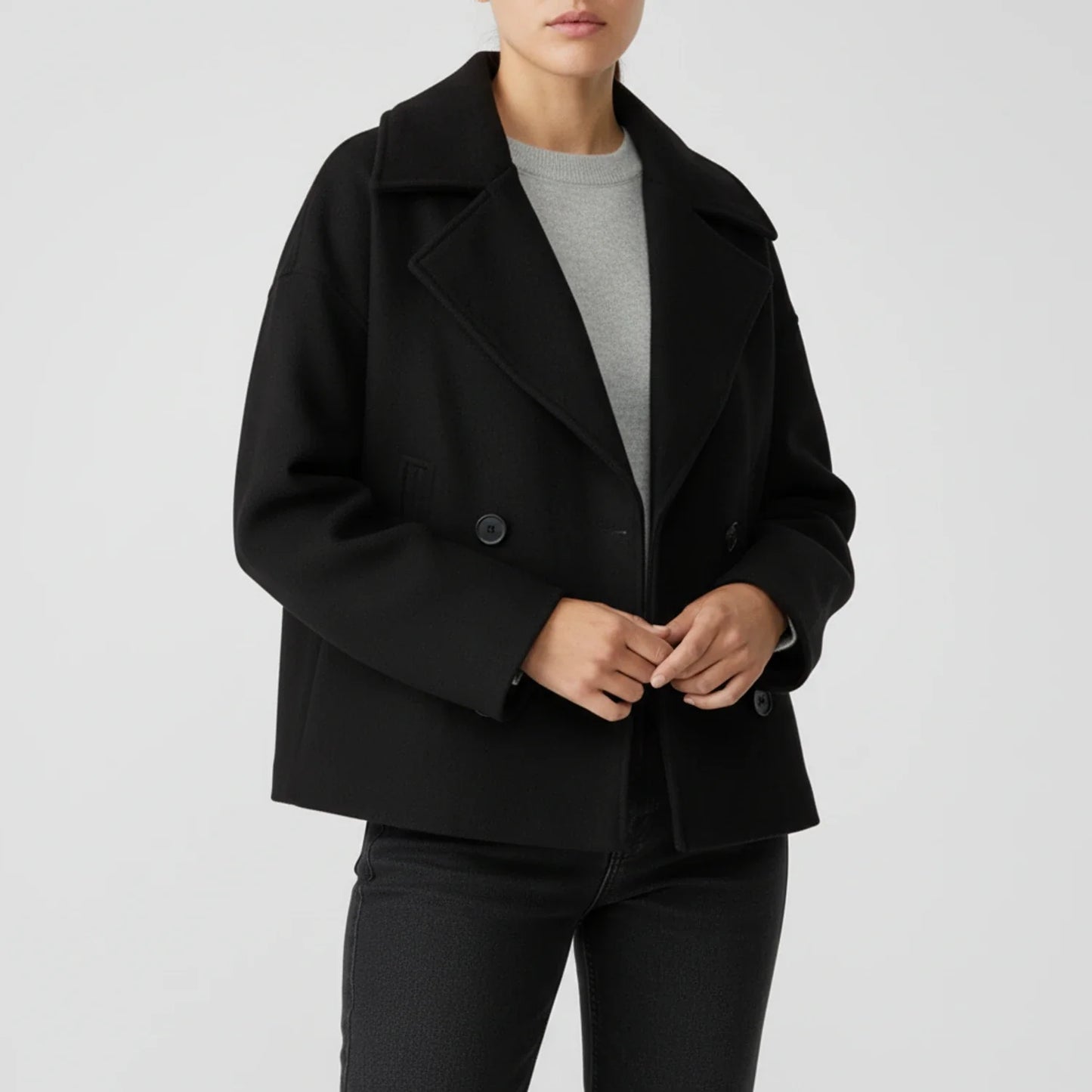 Caban Court Oversize Double Boutonnage pour Femme