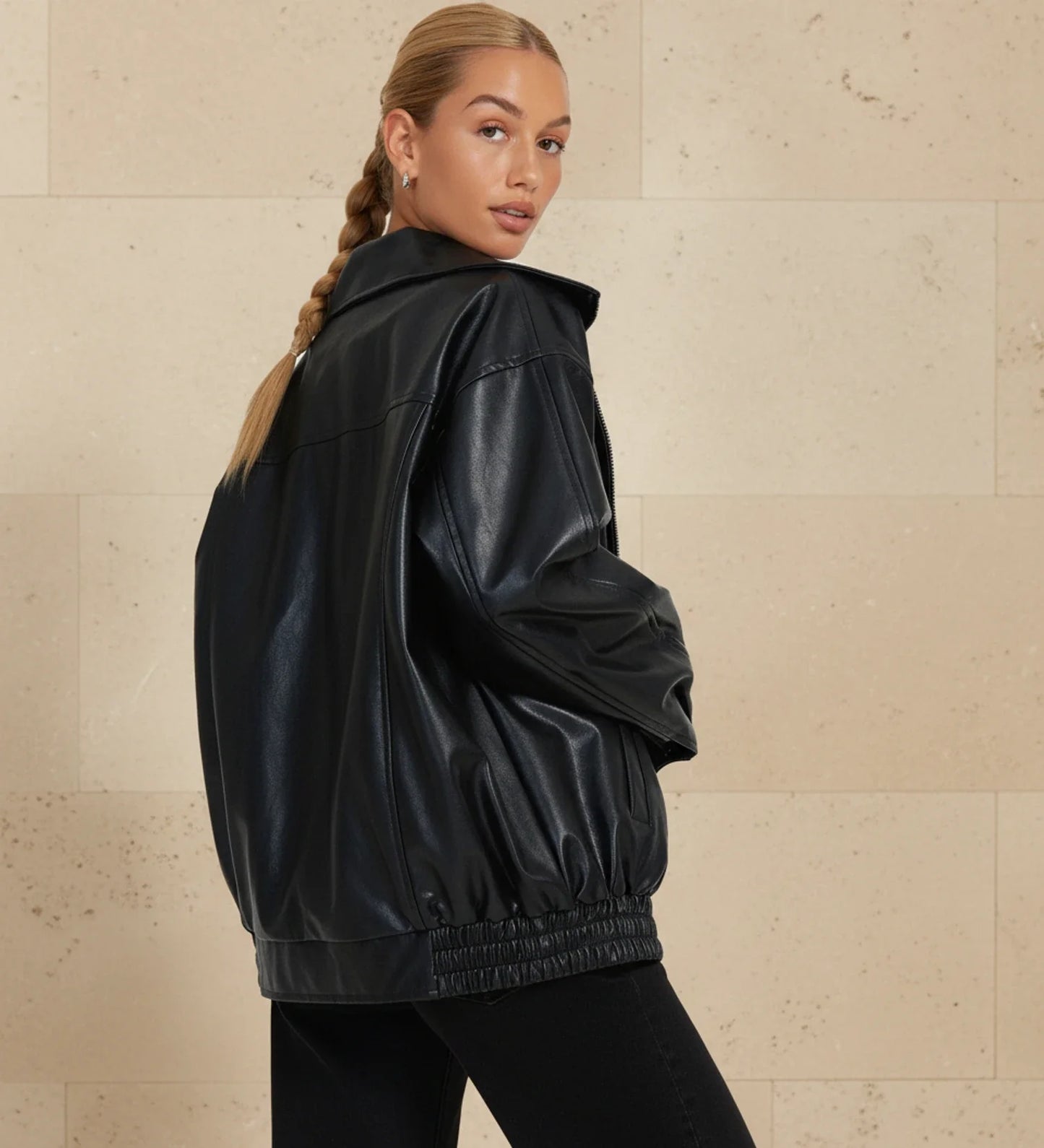 Blouson Bombardier Oversize Col Zippé pour Femme