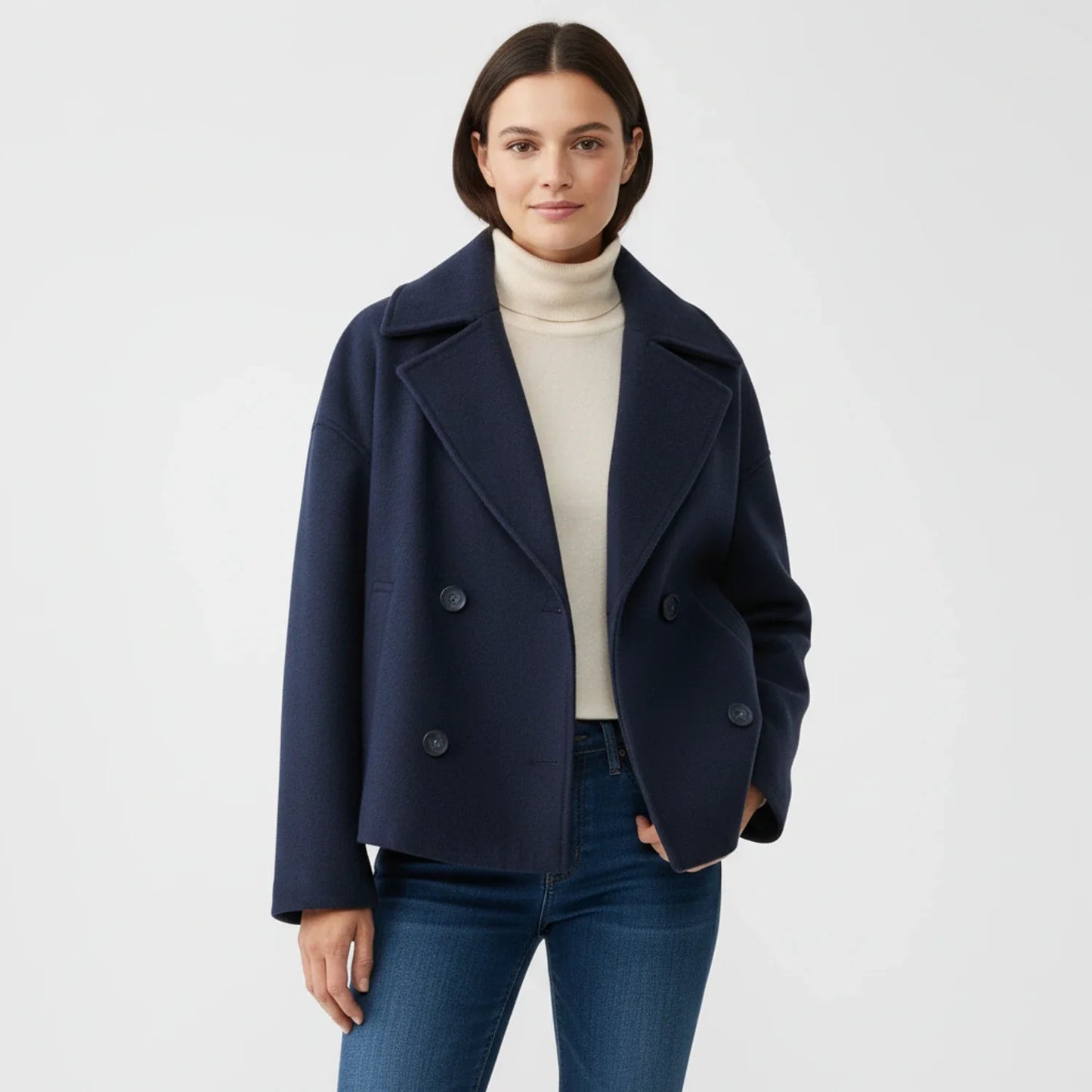 Caban Court Oversize Double Boutonnage pour Femme