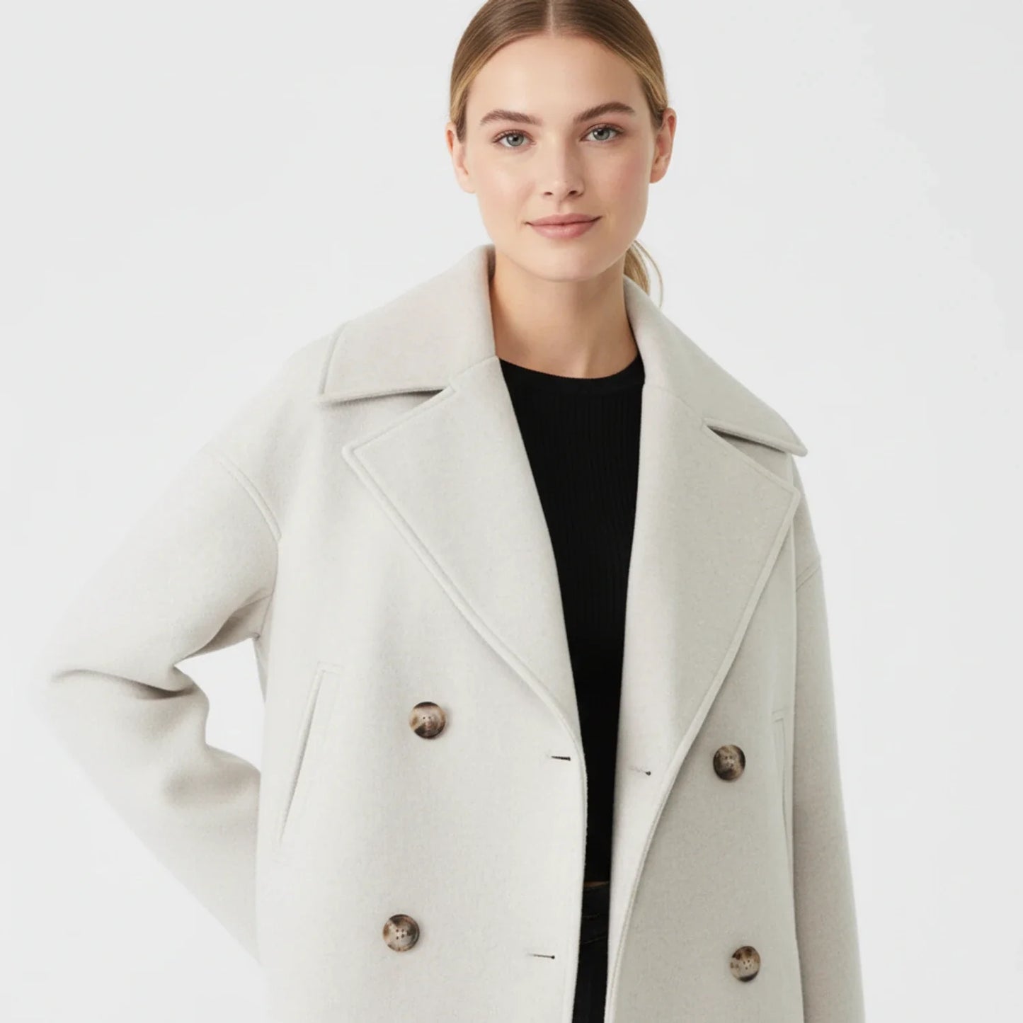 Caban Court Oversize Double Boutonnage pour Femme