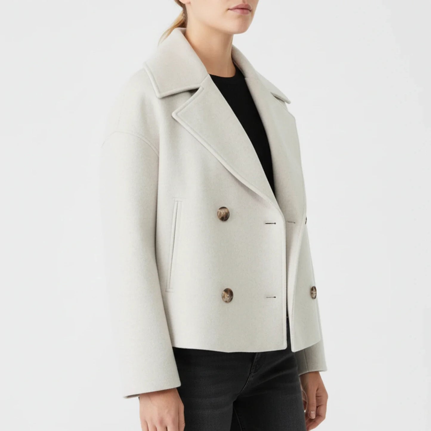Caban Court Oversize Double Boutonnage pour Femme