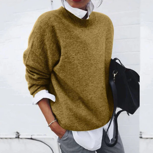 Pull à Bordures Côtelées Coupe Fluide pour Femme